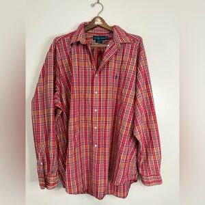 Ralph Lauren “Blake” Red and Yellow Plaid Button Down Shirt Mens size XXL